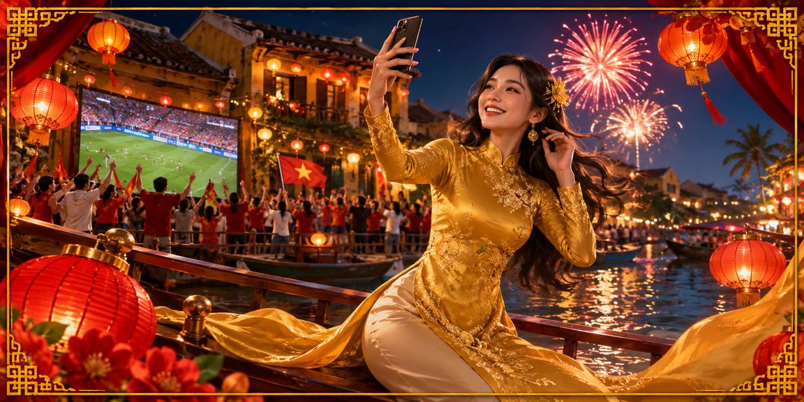 Người mặc áo dài truyền thống Hội An chơi casino trực tuyến trên điện thoại di động