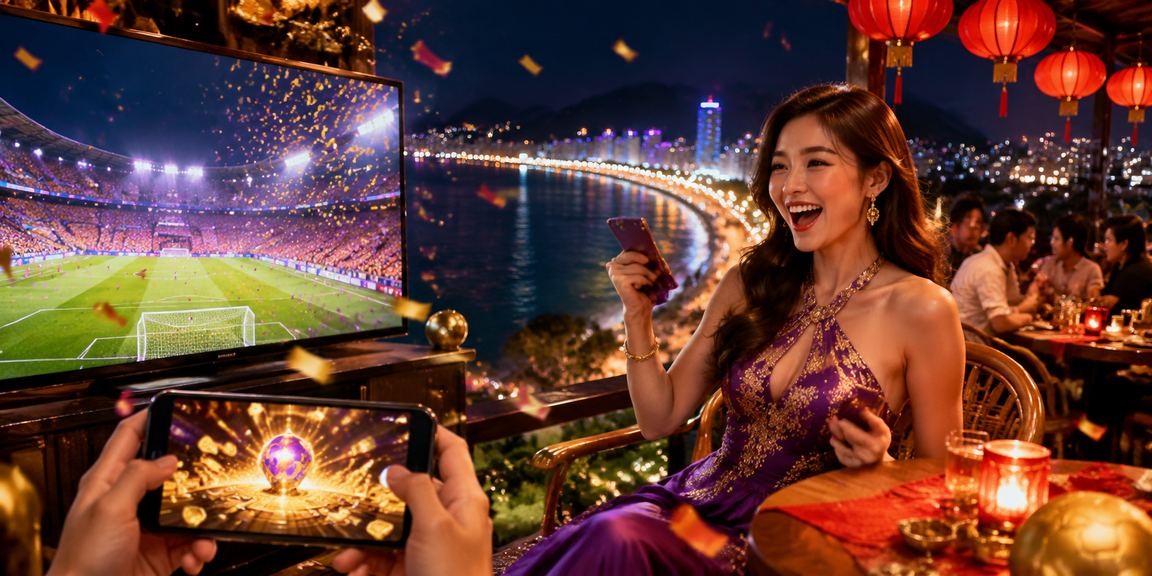 Người dùng xem tỷ lệ cược trên điện thoại tại chợ đêm Quy Nhơn